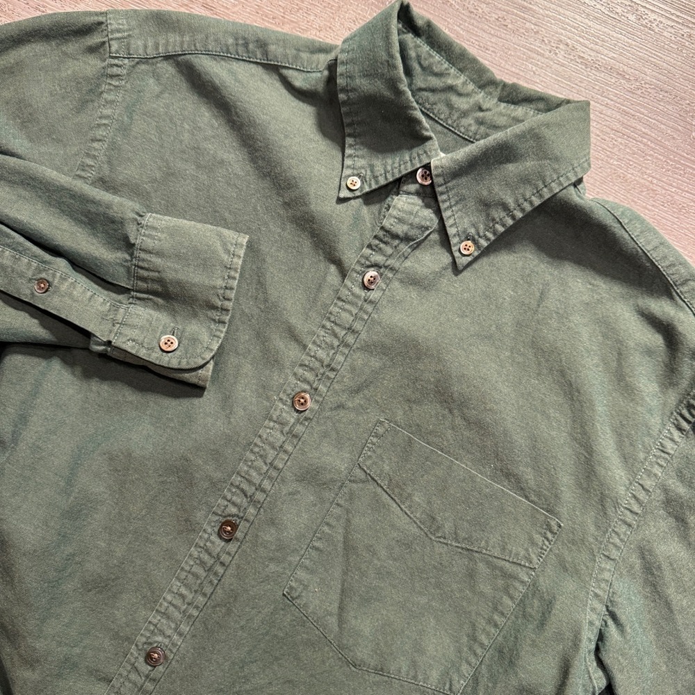 J Crew Shirt Mens S Green 100% Cotton Preppy Classic Twill OCBD Heritage Button